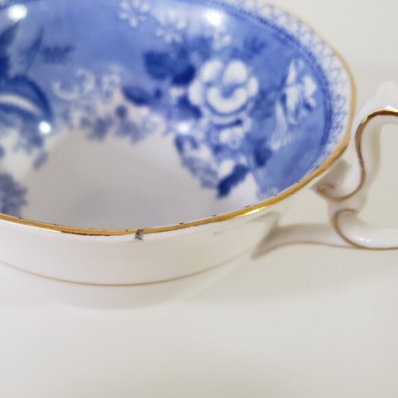 Vintage Old Chelsea Royal Stafford Bone China Cup Blue White - Picture 5 of 8